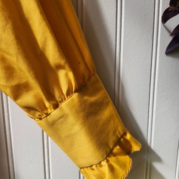 Vintage 1970's Bobbie Brook's Marigold Yellow Ruffle Bib Front Blouse - Picture 10 of 14